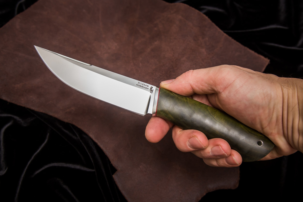Фото ножа Русский из стали Х12МФ — 116, сталь х12мф, притин дюраль, стабилизированная карельская береза - 5
