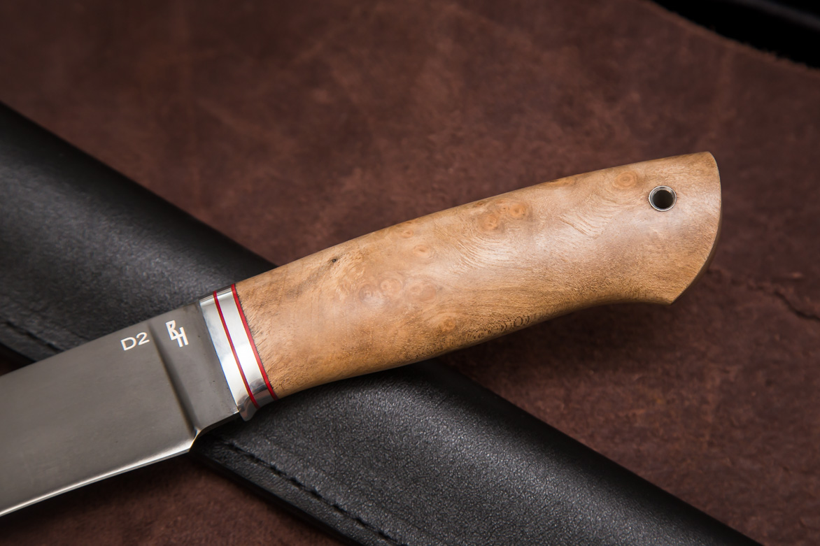 Фото ножа Барс — 114, сталь d2, притин дюраль, кап ореха превью - 3