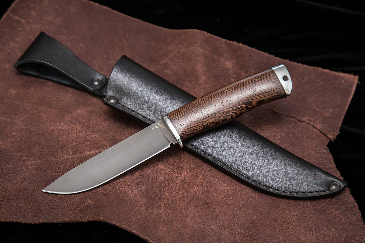 Фото ножа Мурена из стали D2 — 170, сталь d2, притин дюраль, венге, тыльник дюраль - 1