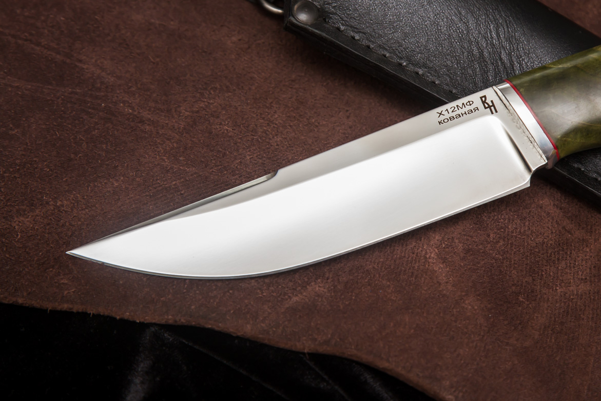 Фото ножа Русский из стали Х12МФ — 116, сталь х12мф, притин дюраль, стабилизированная карельская береза - 2