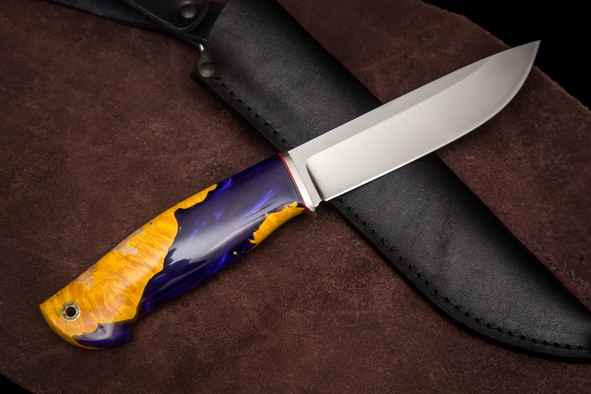 Фото ножа Мурена — 255, сталь vg-10, притин мельхиор, композит: акрил+кап клена - 4