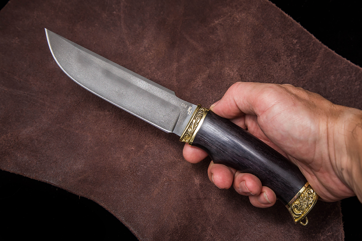 Фото ножа Скорпион из стали D2 — 211, сталь d2, литье латунь, граб - 5