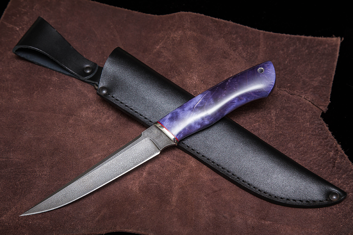 Фото ножа Щука — 204, сталь хв5, притин мельхиор, стабилизированная карельская береза превью - 1