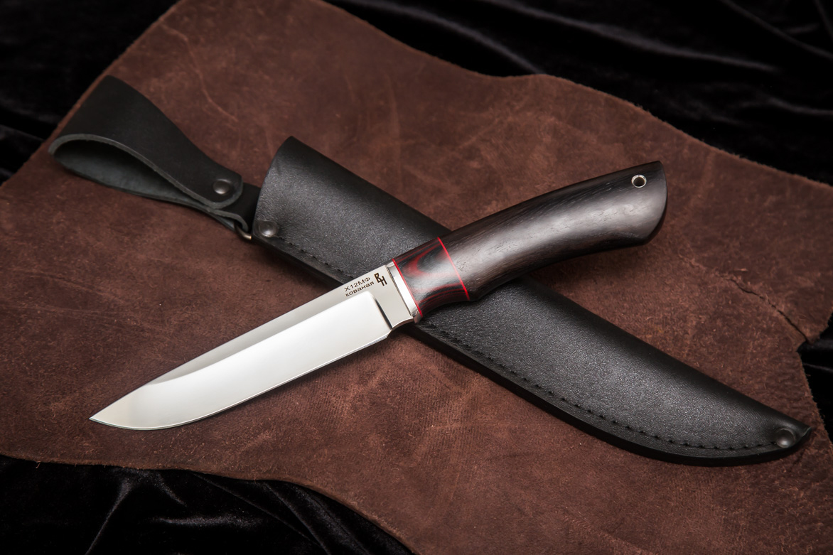 Фото ножа Егерь — 119, сталь х12мф, притин дюраль, вставка микарта, граб превью - 1