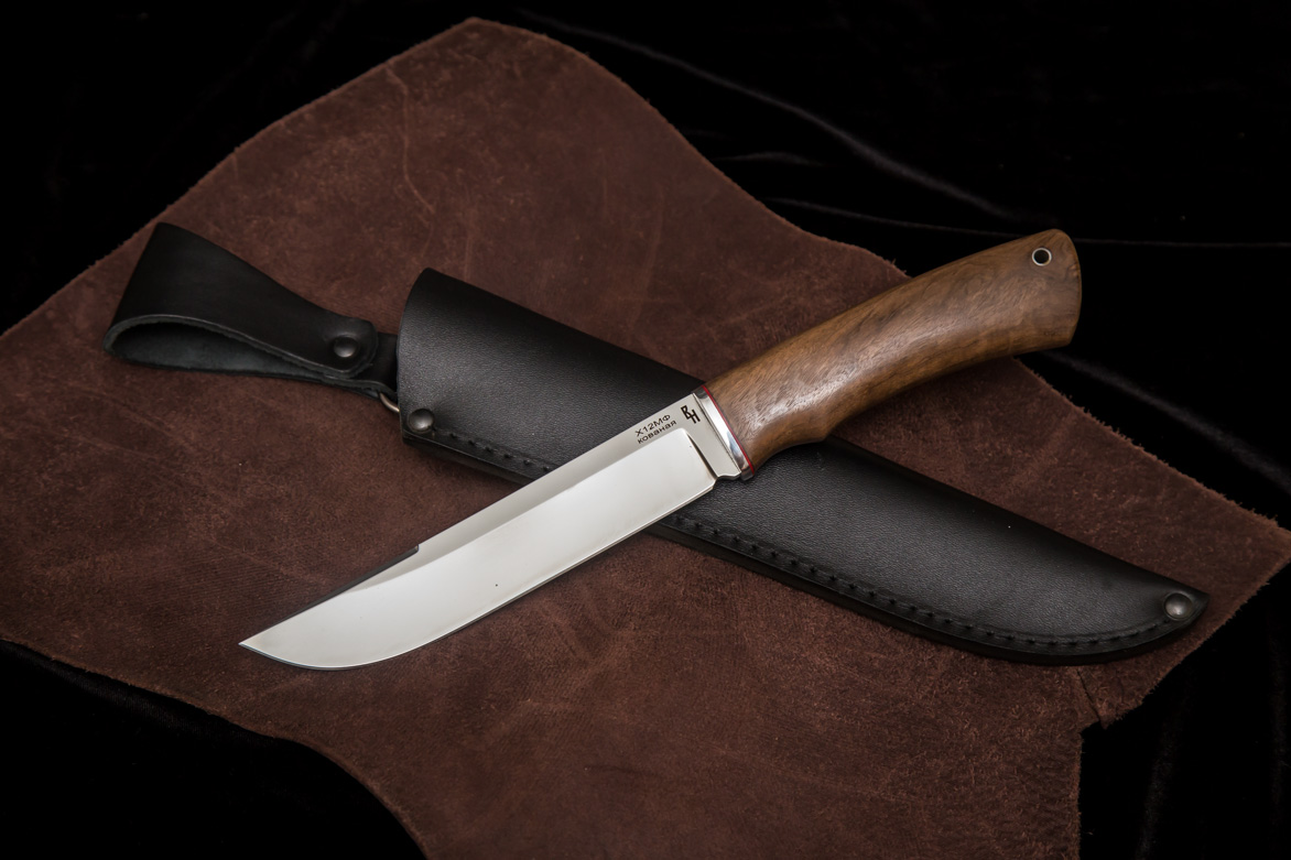 Фото ножа Хищник — 103, сталь х12мф, притин дюраль, кап ореха - 1