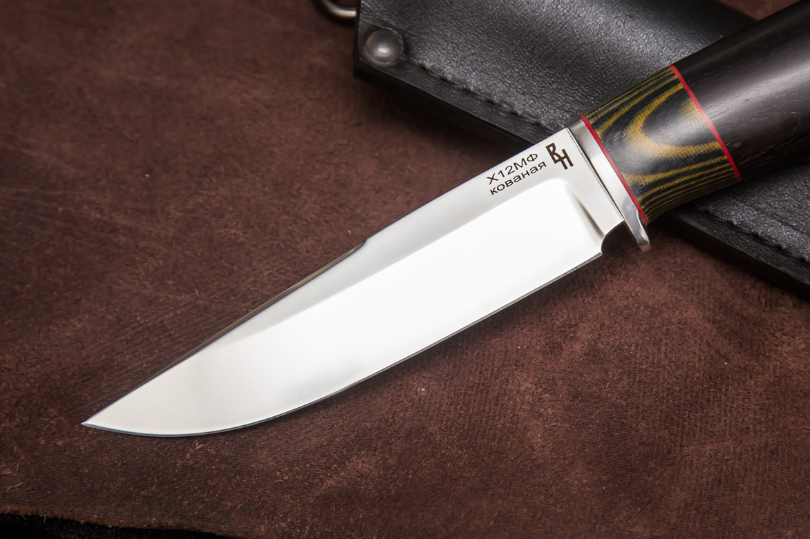 Фото ножа Варан — 117, сталь х12мф, притин дюраль, вставка микарта, граб - 2
