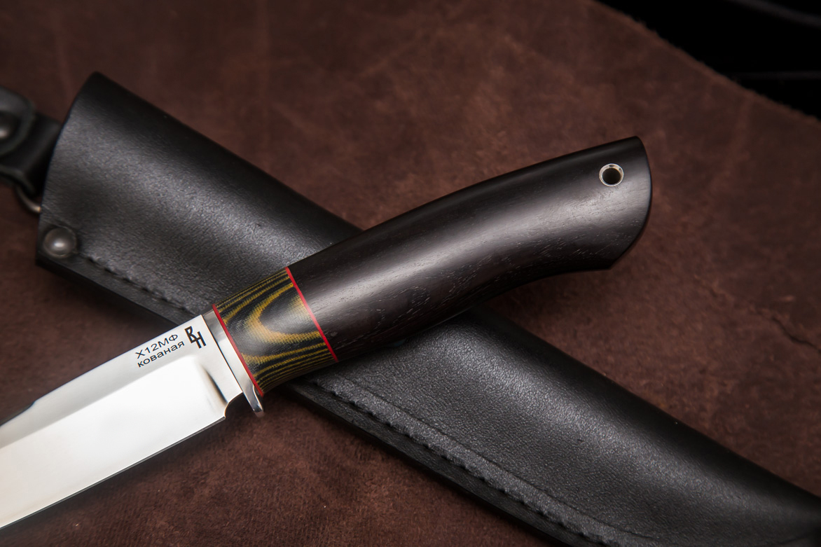 Фото ножа Варан — 117, сталь х12мф, притин дюраль, вставка микарта, граб - 3