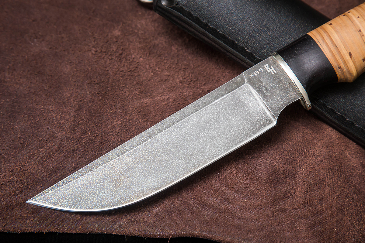 Фото ножа Восточный из стали ХВ5 — 205, сталь хв5, притин мельхиор, береста граб превью - 2