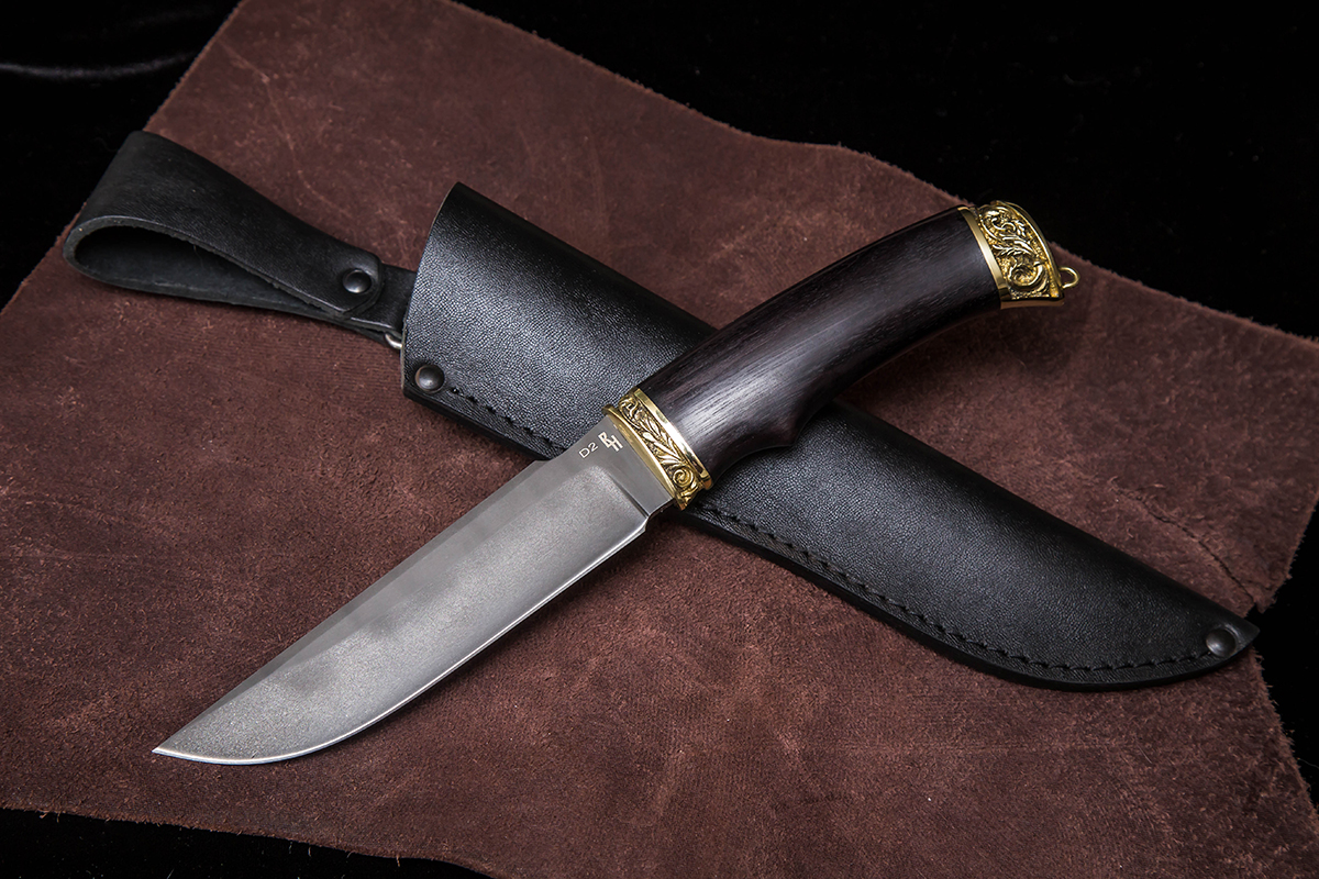 Фото ножа Скорпион — 211, сталь d2, литье латунь, граб - 1