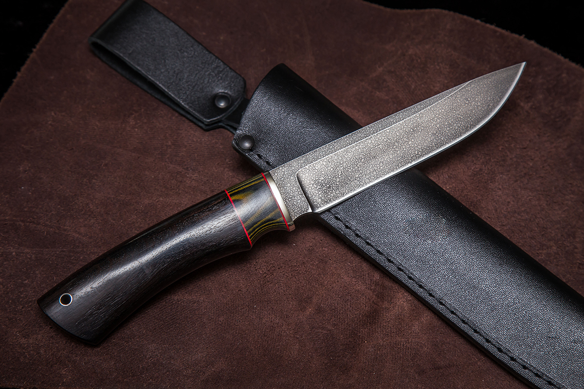 Фото ножа Егерь из стали ХВ5 — 226, сталь хв5, притин мельхиор, вставка микарта, граб - 2