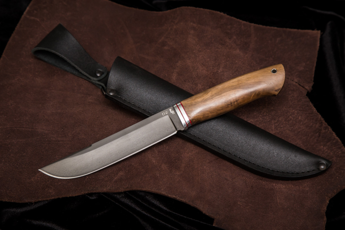 Фото ножа Хищник — 104, сталь d2, притин дюраль, кап ореха - 1