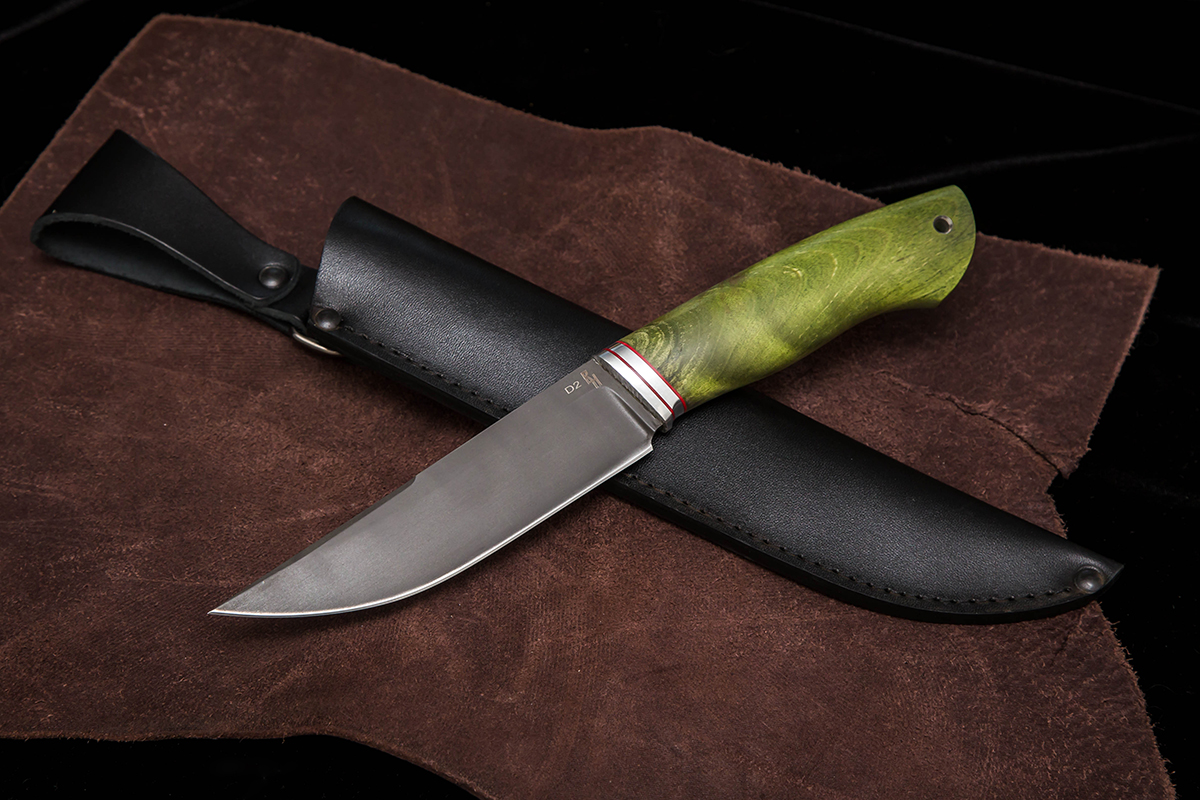 Фото ножа Русский — 184, сталь d2, притин дюраль, стабилизированная карельская береза превью - 1