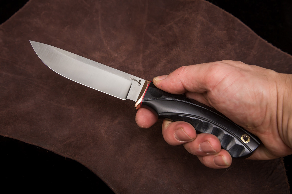 Фото ножа Тайга — 152, сталь s390, притин мокумэ-ганэ, стабилизированный граб, каменный век - 5