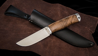 Фото ножа Вострый — 176, сталь d2, притин дюраль, кап ореха, тыльник дюраль