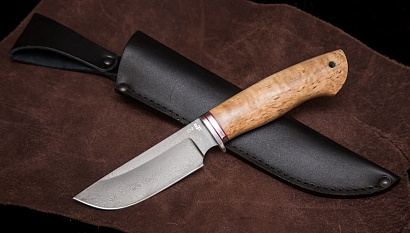 Фото ножа Охотник из стали D2 — 148, сталь d2, притин дюраль, стабилизированная карельская береза