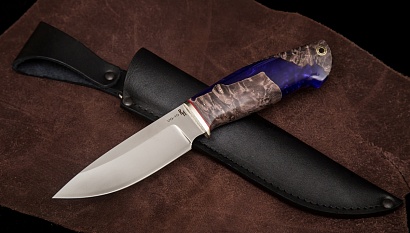 Фото ножа Тигр — 254, сталь vg-10, притин мельхиор, композит: акрил+кап клена