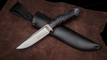 Фото ножа Варан — 183, сталь s390, притин мельхиор, шишка в акриле