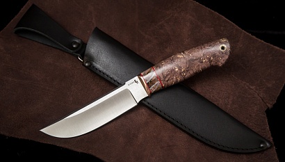 Фото ножа Северный — 142, сталь s390, притин макумэ, зуб мамонта, кап клена, пин