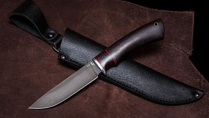 Фото ножа Сибиряк — 218, сталь d2, притин дюраль, вставка микарта, граб