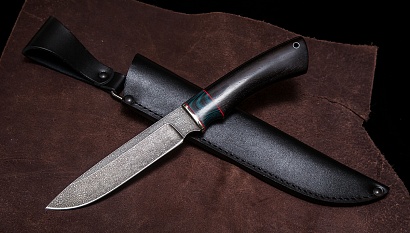 Фото ножа Путник из стали ХВ5 — 223, сталь хв5, притин мельхиор, вставка микарта, граб