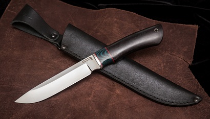 Фото ножа Путник — 120, сталь х12мф, притин дюраль, вставка микарта, граб