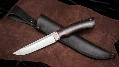 Фото ножа Егерь — 119, сталь х12мф, притин дюраль, вставка микарта, граб