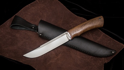 Фото ножа Хищник — 103, сталь х12мф, притин дюраль, кап ореха