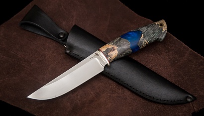 Фото ножа Лиса — 252, сталь vg-10, притин мельхиор, композит: акрил+кап клена