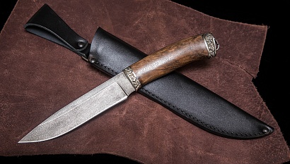 Фото ножа Барс — 202, сталь хв5, литье мельхиор, кап ореха