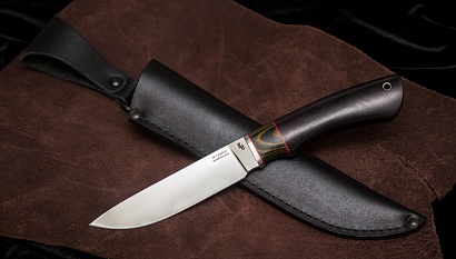 Фото ножа Тайга — 122, сталь х12мф, притин дюраль, вставка микарта, граб