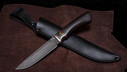 Фото ножа Егерь — 221, сталь d2, притин дюраль, вставка микарта, граб