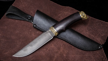 Фото ножа Скорпион из стали D2 — 211, сталь d2, литье латунь, граб