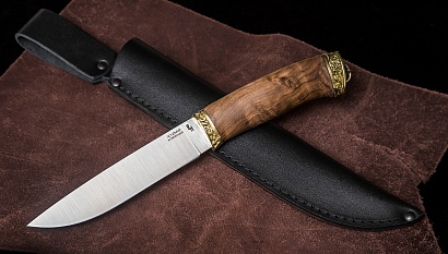 Фото ножа Барс из стали Х12МФ — 198, сталь х12мф, литье латунь, кап ореха