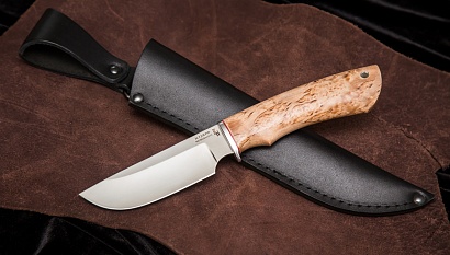 Фото ножа Охотник — 111, сталь х12мф, притин дюраль, стабилизированная карельская береза