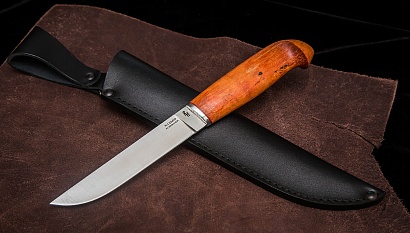 Фото ножа Финский  — 173, сталь х12мф, притин дюраль, стабилизированная карельская береза