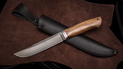Фото ножа Хищник из стали D2 — 104, сталь d2, притин дюраль, кап ореха