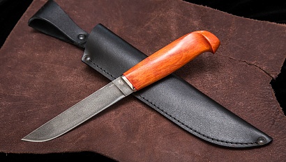 Фото ножа Финский  — 172, сталь хв5, притин мельхиор, стабилизированная карельская береза